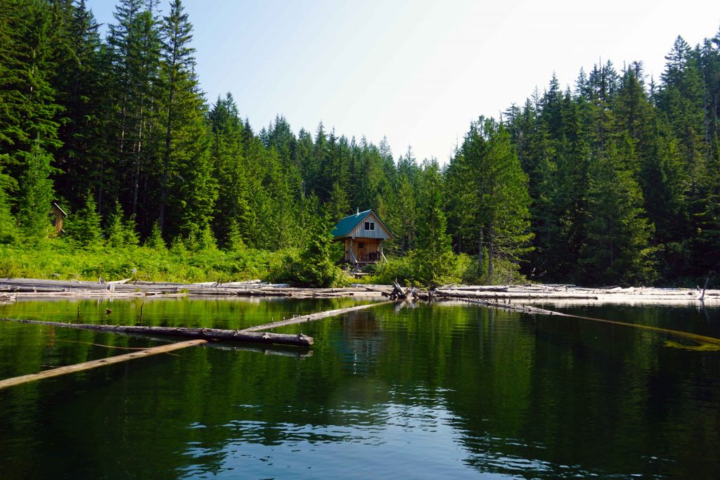 View of Confederation Lake hut from the lake