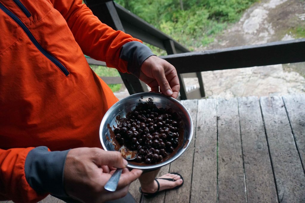 Man holds bowl of berries