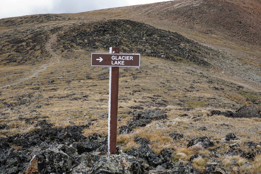 Signpost on a mountain trail