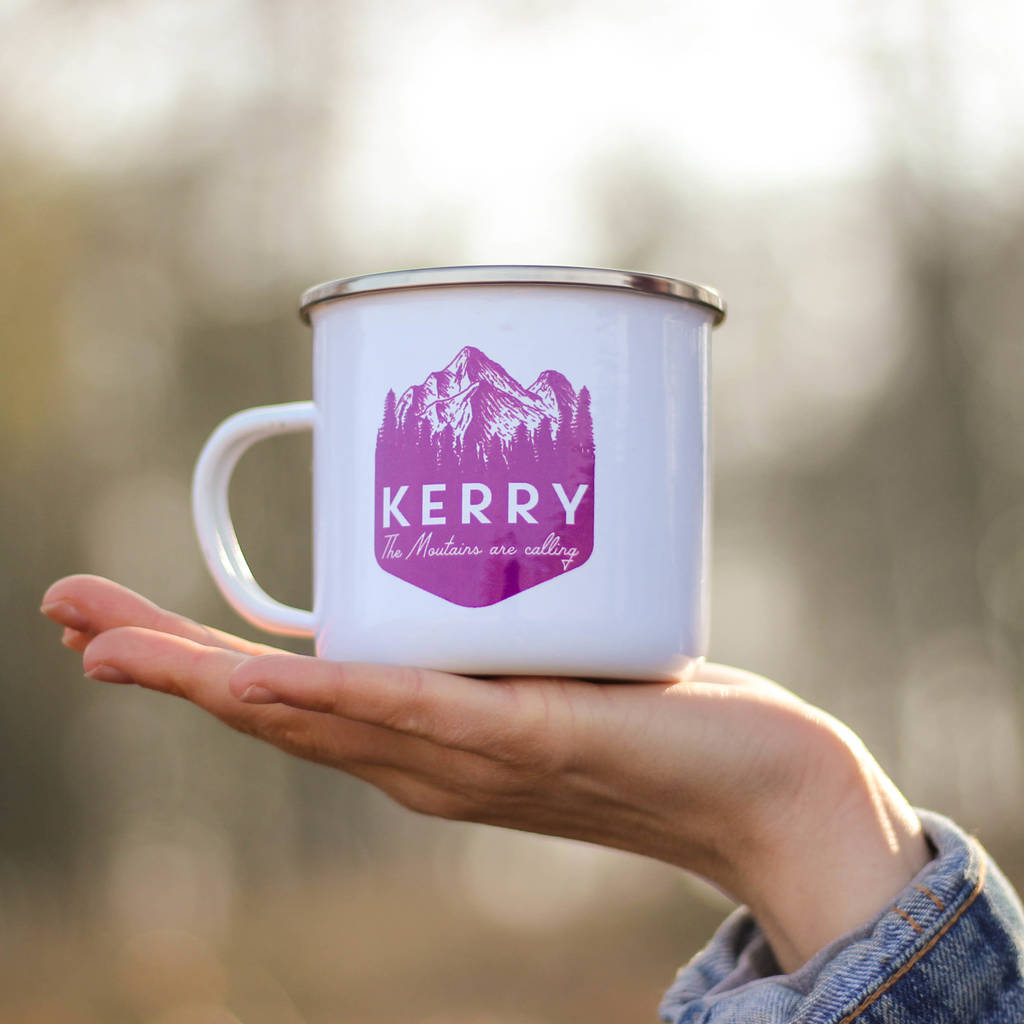 personalised enamel camping mug from That’s Nice That